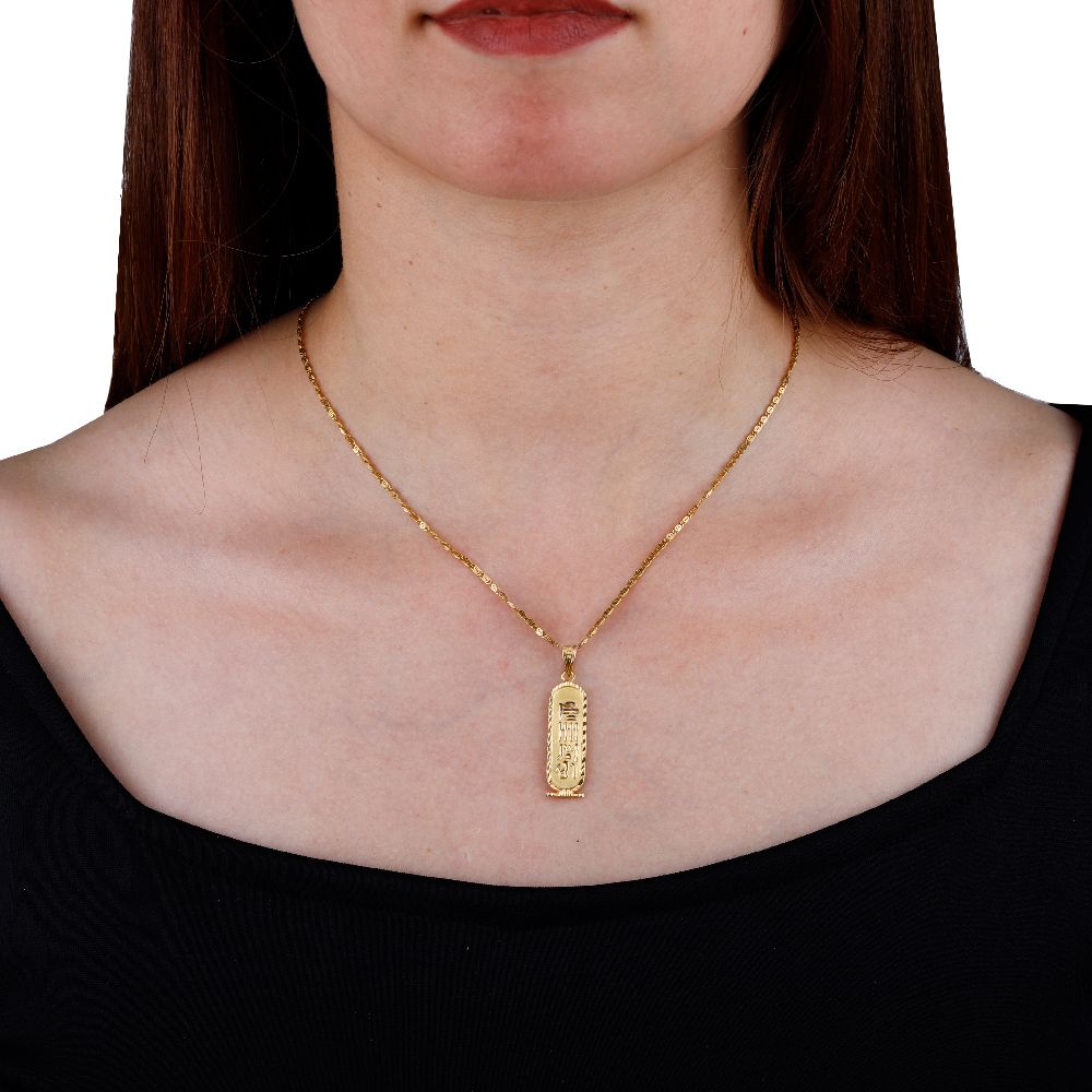 I Love You Message in Egyptian Hieroglyphics Cartouche Pendant Gold Plated  18