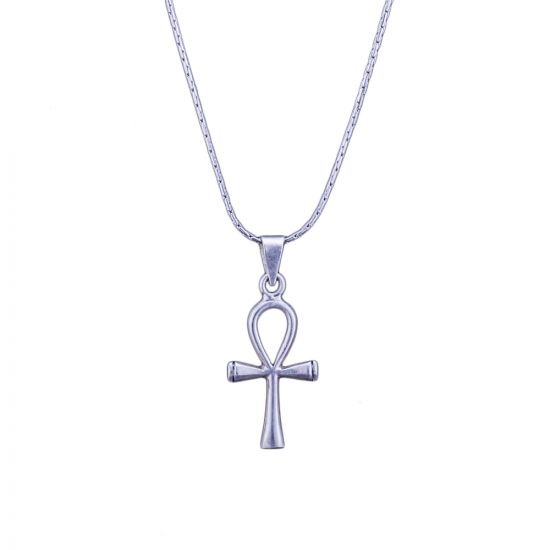 Egyptian Key of Life Necklace handmade of sterling silver, a marine chain with straight links.