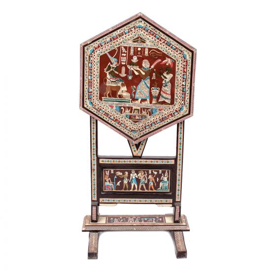 Ancient Egyptian Scenes Table handmade of Mahogany wood and Inlaid with Mothers of pearls, Egyptian Tables