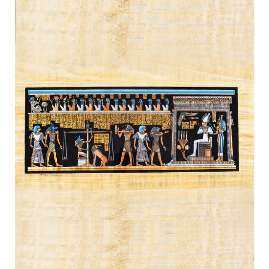 Egyptian Handmade papyrus Portrait shows the scene of Osiris Court 