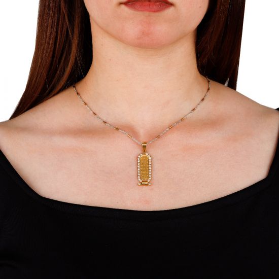 8gm Engravable Cartouche Pendant with Stones