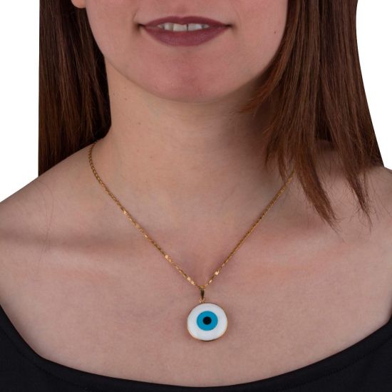 Gold framed Evil Eye made from semi-precious stones Protection Amulet