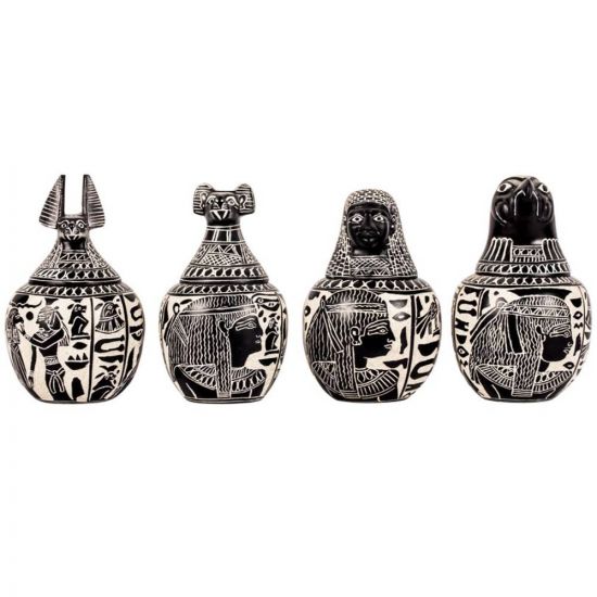 Decorative Basalt Canopic Jars