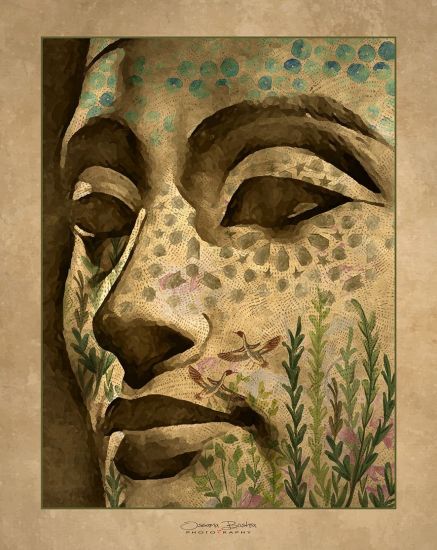 Vintage Nefertiti Artistic Expression Mixed Media Artwork Canvas Print
