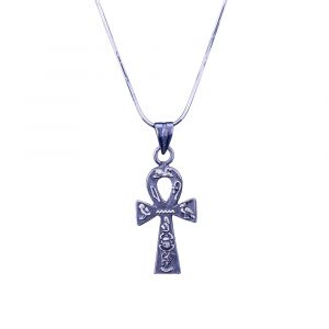 Obsidian Silver handmade Key of Life  Necklace, Egyptian Key of Life Necklace