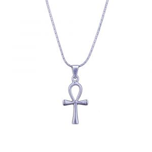 Egyptian Key of Life Necklace handmade of sterling silver, a marine chain with straight links.