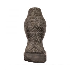 Back Side Image of the falcon Statue handmade of grey basalt stones, The Falcon Statues For Sale 