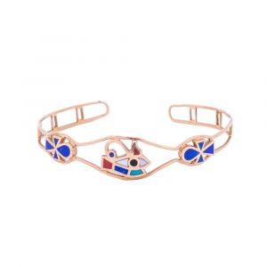 Handmade 18K Gold Eye of Horus Cuff Inlaid with semi-precious stones, Horus Eye Cuff Gold