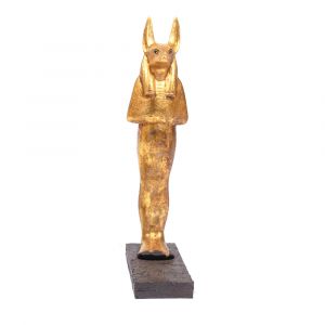 Anubis Gilded Wooden Statue Replica Hand-Carved by Talented Egyptian Craftsmen (9.8 W, 23 H, 4 L inch)