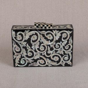 Black Clutch Bag with Pearls | Pearl Evening Bag | Pearl Bag | Mother of Pearl Clutches | Mother of Pearl Purse | Swan Bazaar