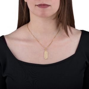 Double Faced 18k Gold Cartouche Pendant  Influenced by Egyptian Jewelry