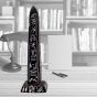 Black Alabaster Handmade Obelisk for Sale Adorned with Hieroglyphics (6.5 H, 2 W inches)