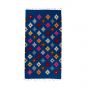 Natural Wool Tapestry-Woven Blue Kilim Rug with Star-Like Geometric Designs