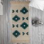 Natural Wool Tapestry-Woven White Kilim Rug with Simple Geometric Designs