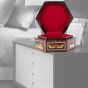 Pharaonic wooden hexagonal box handcrafted with natural precious materials (Royal Family Scene)