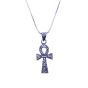 Obsidian Silver handmade Key of Life  Necklace, Egyptian Key of Life Necklace