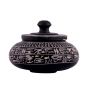 Hand-Carved Basalt Decorative Pot Engraved with Hieroglyphics (4.5 x 4.5 x 4.5 inches)
