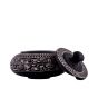 Hand-Carved Basalt Decorative Pot Engraved with Hieroglyphics (4.5 x 4.5 x 4.5 inches)