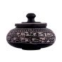 Hand-Carved Basalt Decorative Pot Engraved with Hieroglyphics (4.5 x 4.5 x 4.5 inches)