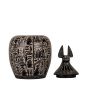 Black Basalte handmade Canopic Jar with the lid of jackal head, jackal canopic jar