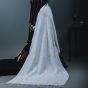 White Cotton Shawl Embroidered in Yellow Tribal Patterns