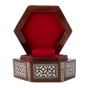 Inside Image, handmade wooden jewelry box, inlaid with mother of pearls, arabesque designed, Small antique wooden box