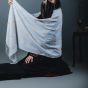 White Cotton Shawl Embroidered in Yellow Tribal Patterns