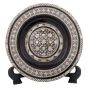 Front image, Handmade wood decorative plate inlaid with mother of pearls, Mother of pearl plate for sale
