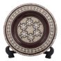 Decorative Plate for Hanging, brown paint plate with hand-inlaid of mother of pearls, Mother of Pearl Plate