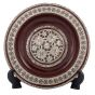 Front Image, Brown Arabesque pattern designed decorative plate handmade and inlaid with mother-of-pearls, Decorative plate for hanging