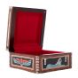 Pharaonic designed Jewelry box handmade of wood and inlaid with mother of pearls, Jewelry Boxes for Sale, Red Liner