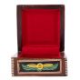 Red Liner, pharaonic scene of king tut, jewelry wood box with laid and lock, mother-of-pearl inlaid, small vintage wooden boxes