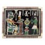 Pharaonic wooden box handcrafted with natural precious materials (King Tut and his wife)