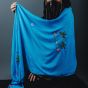 Handwoven 100% Egyptian Cotton Light Blue Shawl Enriched with Colorful Embroidery
