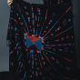 Squared Black Shawl Embroidered in Blue and Red Tribal Patterns 