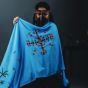 Handwoven 100% Egyptian Cotton Light Blue Shawl with Beautiful Tribal Embroidery 
