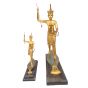 Statuette of Tutankhamun the Harpooner Replica from the Egyptian Crown Replicas treasure, Gold Gilded Mahogany Wood (27 W, 29 H, 7.8 L inch)