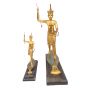 King Tut Replica of The Papyrus Statue, Handmade of Mahogany Wood in a Historical Hunting Scene, Fully Covered with Gold Sheets, Replica of The Original Statue