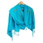 Handwoven 100% Egyptian Cotton Light Blue Shawl with Beautiful Tribal Embroidery 