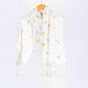 White Cotton Shawl Embroidered in Yellow Tribal Patterns