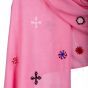 Handwoven 100% Egyptian Cotton Vibrant Pink Shawl Enriched with Tribal Embroidery 