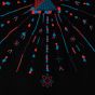 Squared Black Shawl Embroidered in Blue and Red Tribal Patterns 