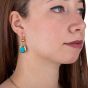 Handmade 18k Gold necklace with precious turquoise stones elegant set 