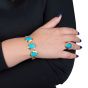 Handmade 18k Gold necklace with precious turquoise stones elegant set 