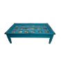 Blue Table Decor | Handmade Wood Table | Swan Bazaar
