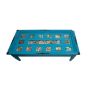 Blue Table Decor | Handmade Wood Table | Swan Bazaar