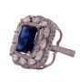 8 gm Silver Ring with an Emerald Cut Sapphire Stone 