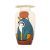 Horus Vase handmade of Alabaster stones, hand-painted with vivid paint of turquoise, white and brown