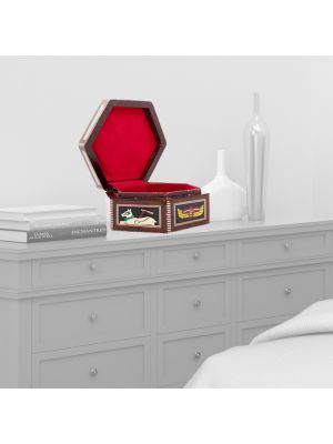 Pharaonic wooden hexagonal box handcrafted with natural precious materials (Coronation Scene)
