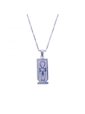 Egyptian Cartouche Ankh Necklace handmade of Silver, Ankh Necklace